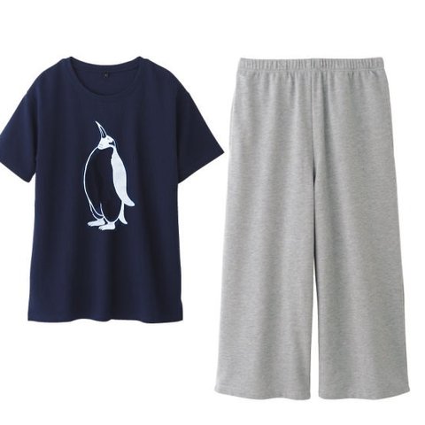 ペンギン レディースワッフルTシャツ上下セット