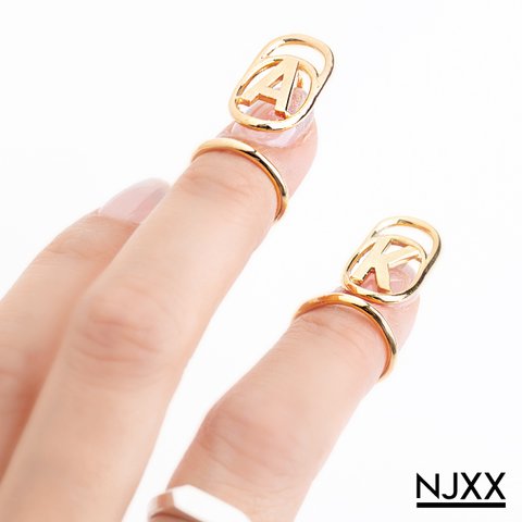 NJXX ネイルリング NAIL TYPE.1 イニシャル付 / K18 ゴールドコーティング シルバー925 K18GP SV NAIL RING