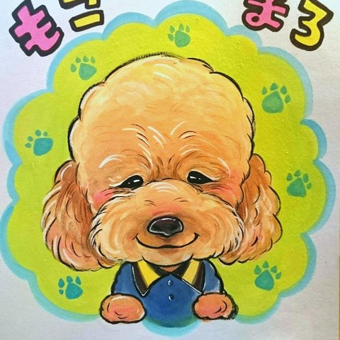 似顔絵 プレゼント ペット 犬 家族 可愛い 記念 お祝い 色紙 イラスト