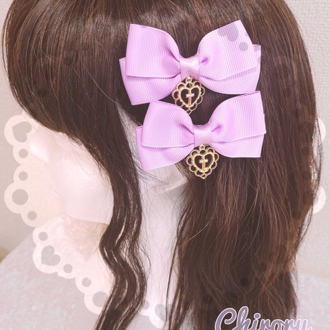 ハートクロス♡ヘアクリップ(ラベンダー) 量産型 地雷 ロリィタ ゴスロリ メイド コスプレ 病みかわ 十字架 クラシカル プレゼント ギフト ヲタ活 推し活 ヘアメ 担当カラー 紫 パープル