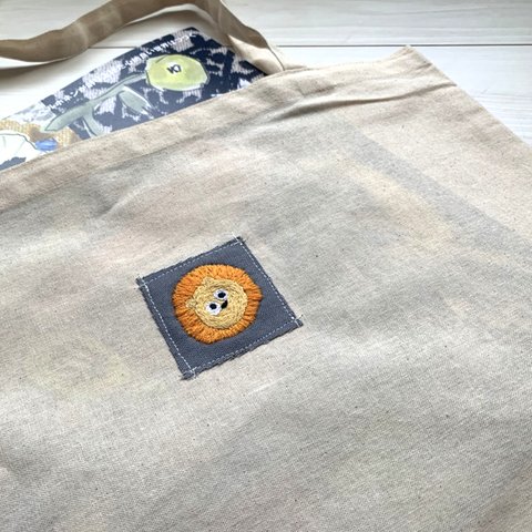 【SALE】刺繍トートバッグ　ライオン