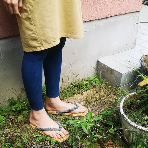 藍染めsilk cotton leggings*草木染めふんわりシルクコットンレギンス 国産スパッツ