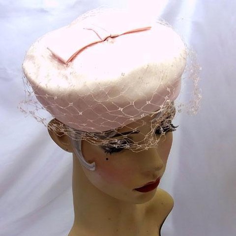 ヴィンテージ帽子　薄ピンク HAT　-Mary Lorene- 1664