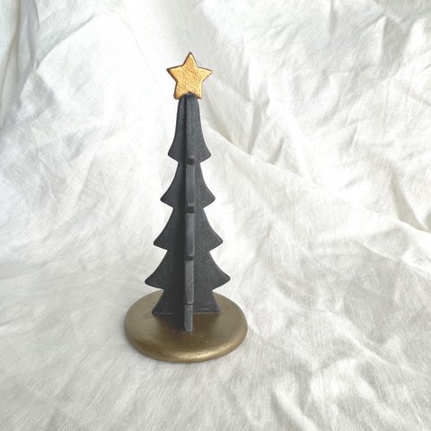 再販‼︎ クリスマスオブジェ・・Albero di Natale クリスマスツリー　黒色に金の星・・《送料無料》