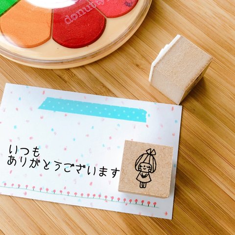 リボンちゃんの文字なしお礼スタンプ