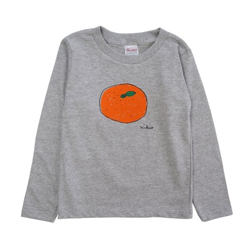 みかん キッズ長袖Ｔシャツ Gray 110 130 150 160 ☆お正月☆新年☆年越し☆