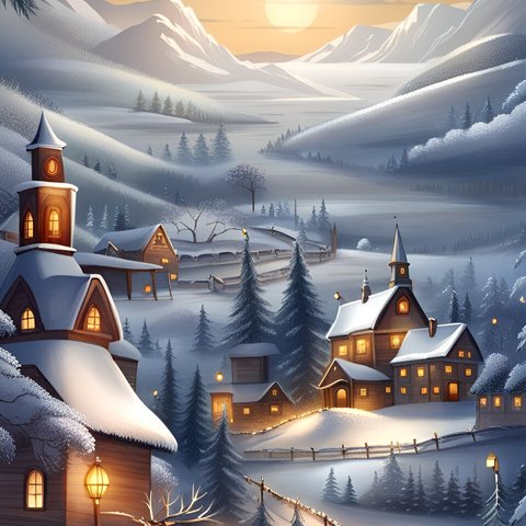 クリスマスのイラスト　幻想的な風景