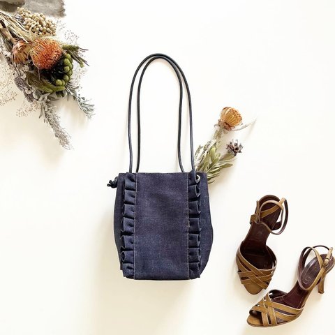 【受注生産】斜めがけにも！2way denim mini bag （denim navy）