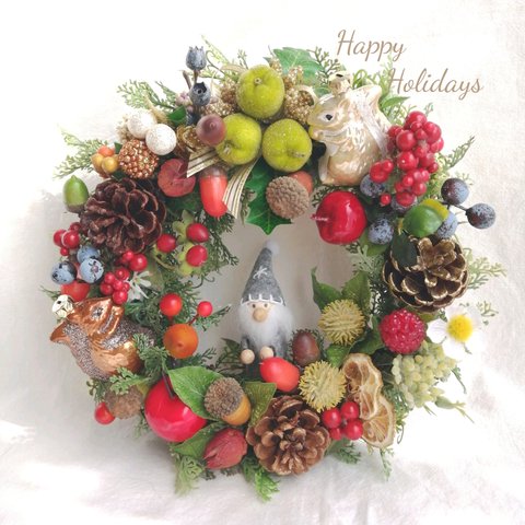 果物と木の実いっぱい♪童話の森のXmas♥小人とリスのハッピークリスマス〜
