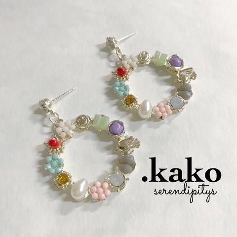 [.kako] ストーンリングピアス★2 (新品.送料無料) f