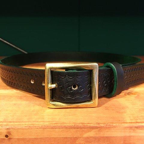 Basket stamping belt【Black×Green】