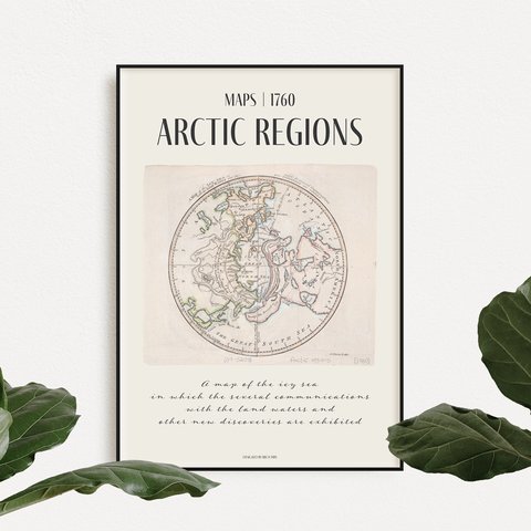 ARCTIC REGIONS | AP004 | アートポスター インテリアポスター 北極地図