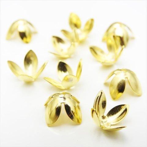 【10個】フラワー 座金★10mm/ゴールド★4枚弁 ビーズキャップ 花弁 花座