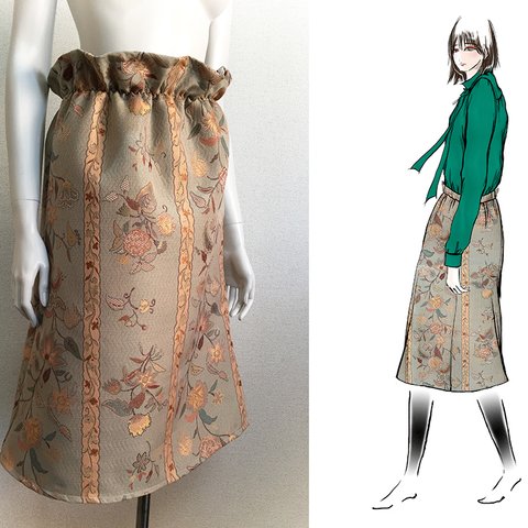 【1点もの・デザイン画付き】ゴブラン織りハイウエストマーメイドスカート（KOJI TOYODA）