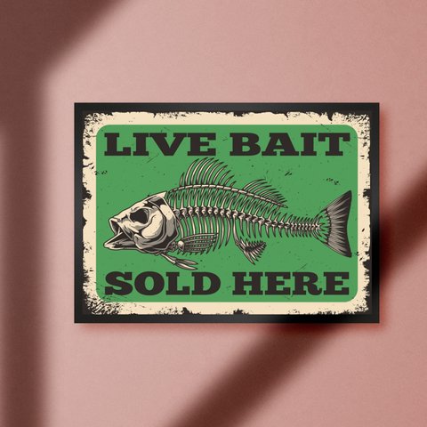 アメリカン フィッシング 釣り 釣り餌あります。 ベイトフィッシング 餌釣り 釣具店 ポップアート カフェ A4アートポスター