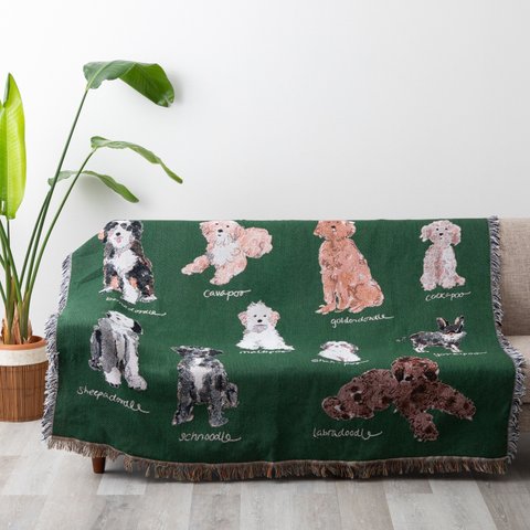 ジュビリー ジャガード織 スローケットラグ 犬デザイン アソート 130 x160 cm jubileethrow130160-sat065