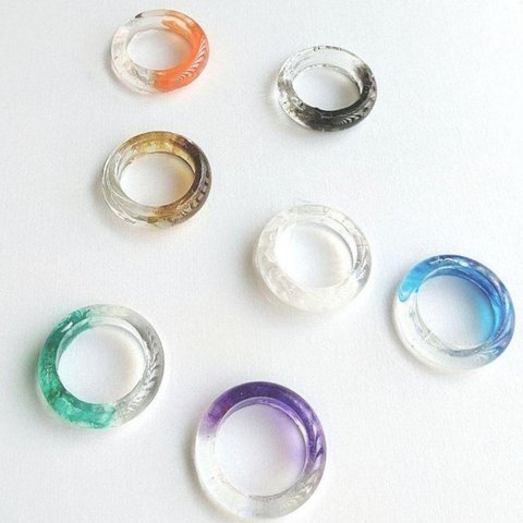 1号~27号　7色　Colorring　/ 　クリアリング　レジンリング　アクリルリング　誕生日　母の日　プレゼント　ギフト　送料無料　ラッピング無料