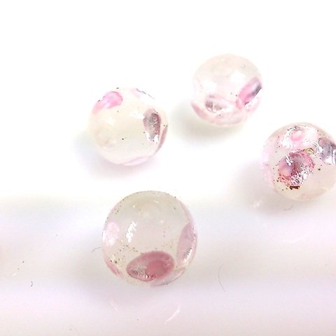 トンボ玉 とんぼ玉 直径8mm×5個 潮騒 ピンク色