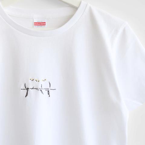 刺繍Tシャツ（シマエナガのかくれんぼ / とまる）