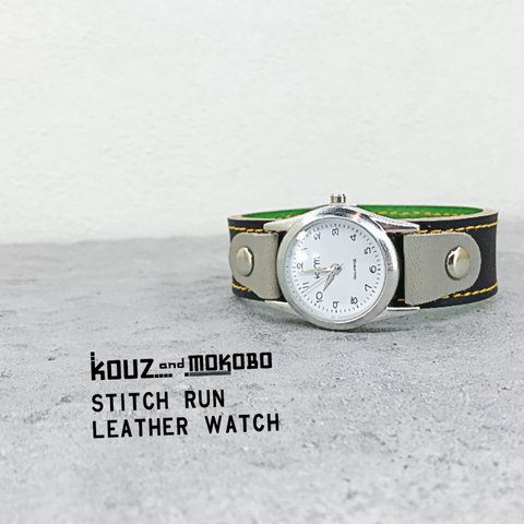 ▲STITCH チラッと見えるグリーンがキュート「ステッチラン 腕時計」メンズライク（SRW-KGH-CS）