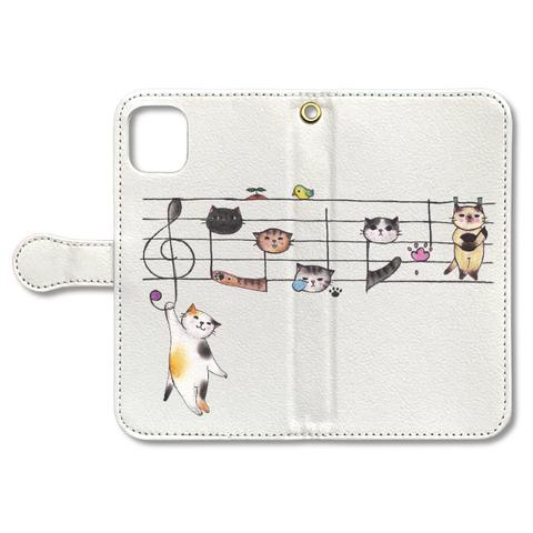 (iPhone用)楽譜猫の手帳型スマホケース