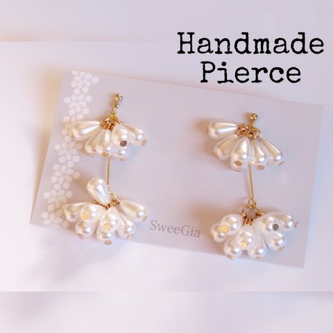 ドロップパールピアス 【Drop Pearl Pierce】ハンドメイドピアス