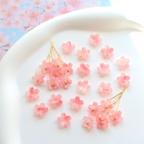 オリジナル作品★桜のパーツ　アセテート　ゴールドピンク