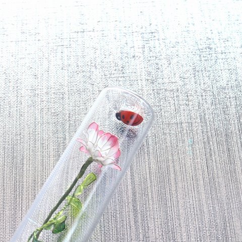   ﾟ･*:.｡.  れんげ草 .｡.:*･ﾟ  ガラスボトル 標本 試験管 ディップアート 蜂 てんとう虫 春 