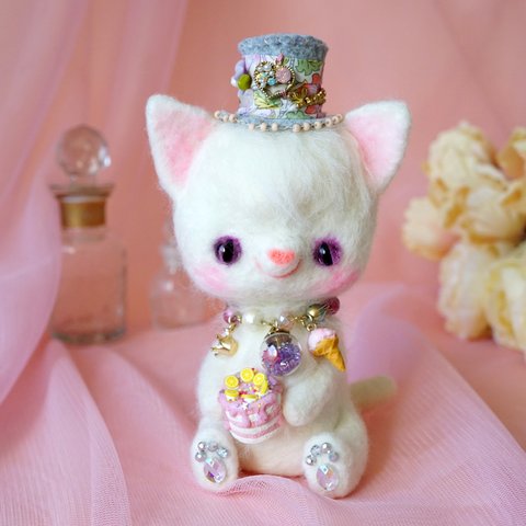 羊毛ドール大　ネコ Wool doll large cat