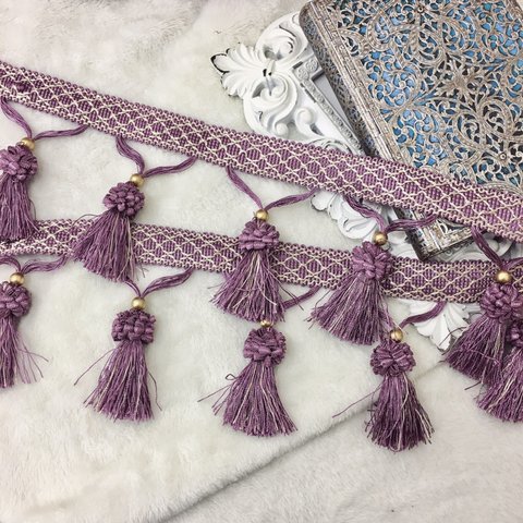 ＊再入荷＊50cm単位 フリンジタッセルブレード パープル  BK171235 ハンドメイド 手芸 素材 材料 DIY