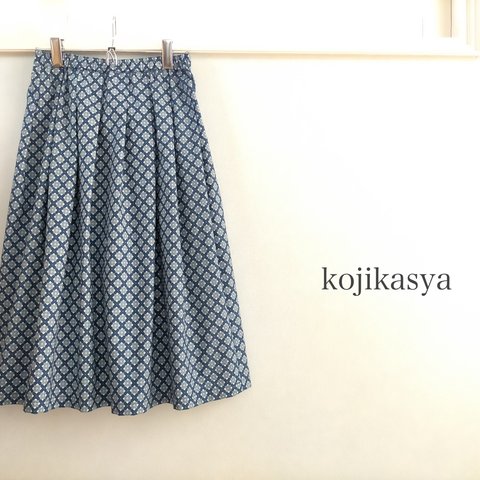 【受注製作】水色×ブルー レトロ柄スカート 
