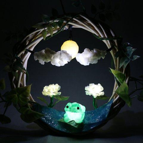 箱庭 リース LEDライト 月夜の蛙　