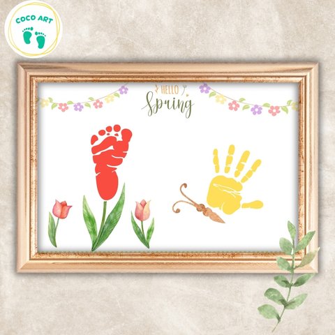 春の手形足形アート（台紙のみ/練習用紙１枚つき）