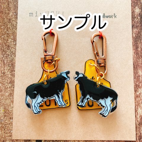 画像添付でオリジナル牛ｻﾝ🐄and耳標キーホルダー❤