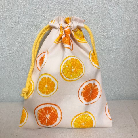 フレッシュオレンジのコップ袋 巾着袋