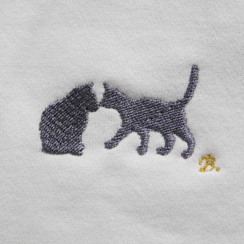 猫の鼻ちょん刺繍入りスウェット　10.0オンス　クールネック