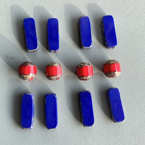【12コセット】#czech beads#チェコビーズ　floco originale  contemporary mixassort cobalt blue red