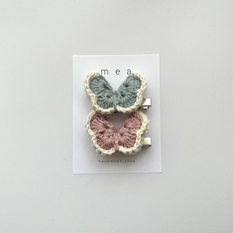 bi-color papillon  ‎hair clip 〈2set〉