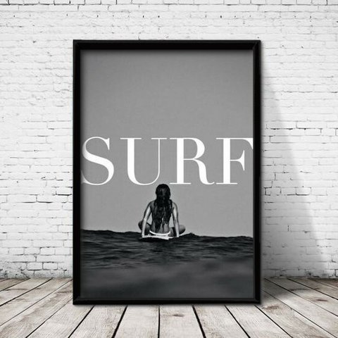 アートポスター530 SURF サーフィン 海☆ 額縁付 インテリアポスター
