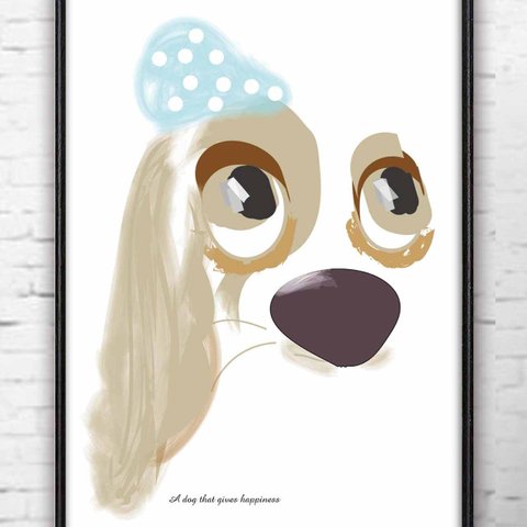 愛くるしい犬　犬　かわいい　おしゃれ　イラスト　ポスター  A4　アート  アートポスター　全作定評品質　954