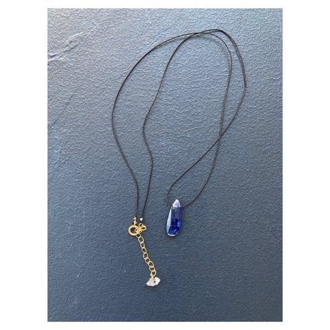 K14gf Blue Kyanite & Quartz necklace (ブルーカイヤナイト&クォーツシルクコードネックレス44.5〜47.5cm)