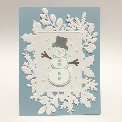 スノーマンカード  ☃️  雪 雪だるま 植物 クリスマス　スノーマン  stampinup  スタンピンアップ 樹氷 グリーディングカード 