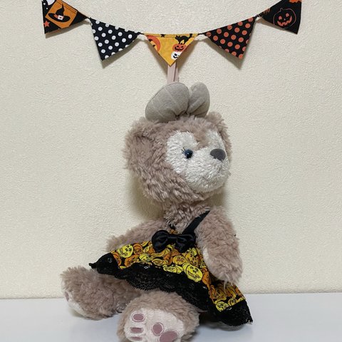 ハロウィン★かぼちゃ。ジャックランタンプリント。レース付きリバーシブルワンピース✩*॰¨̮シェリーメイ♡ステラルーぬいぐるみポーチ用コスチューム