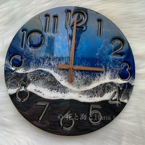 海と白波の壁掛け時計✳︎海レジンアート