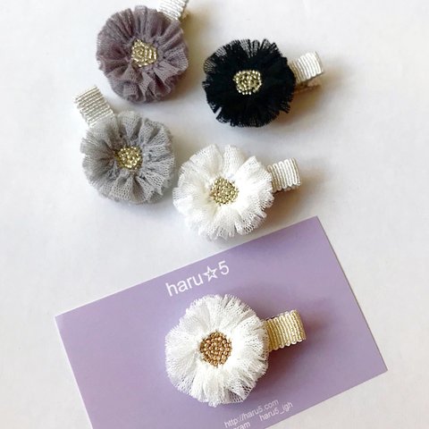 bloom tulle flower clip ＊baby&kid＊