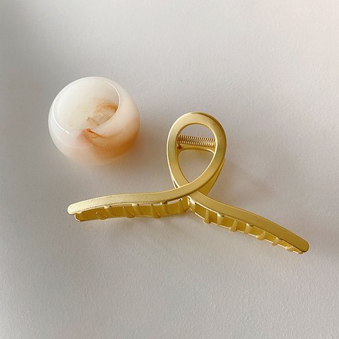 国内即日発送♡アクセサリー　マットゴールドシンプルヘアクリップ　ヘアツメ　韓国ファッション　-7006