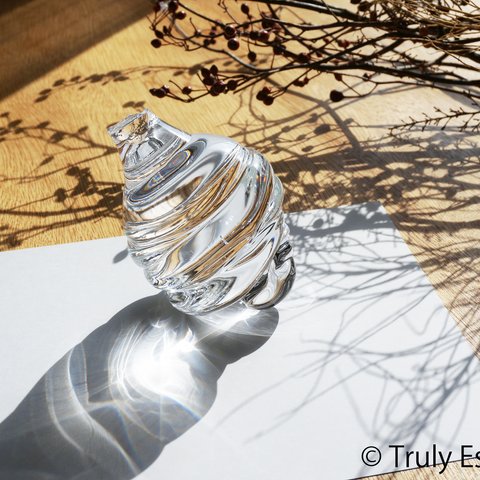無色透明ガラスのインテリアオブジェ -「 灯りのたね 」● 12cm