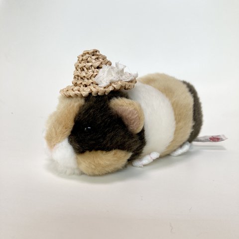 モルモット・小動物用の帽子(お花付麦わら風)