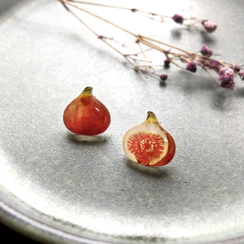 Fig earring｜無花果(イチジク)イヤリング・ピアス〔秋のフルーツ〕
