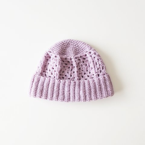 憧れのひといろビーニー3 one color beanie ラベンダー/ クロシェ